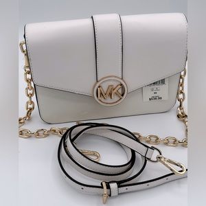 NWT Michael Kors Med Conv Shoulder Bag Gold and Off White